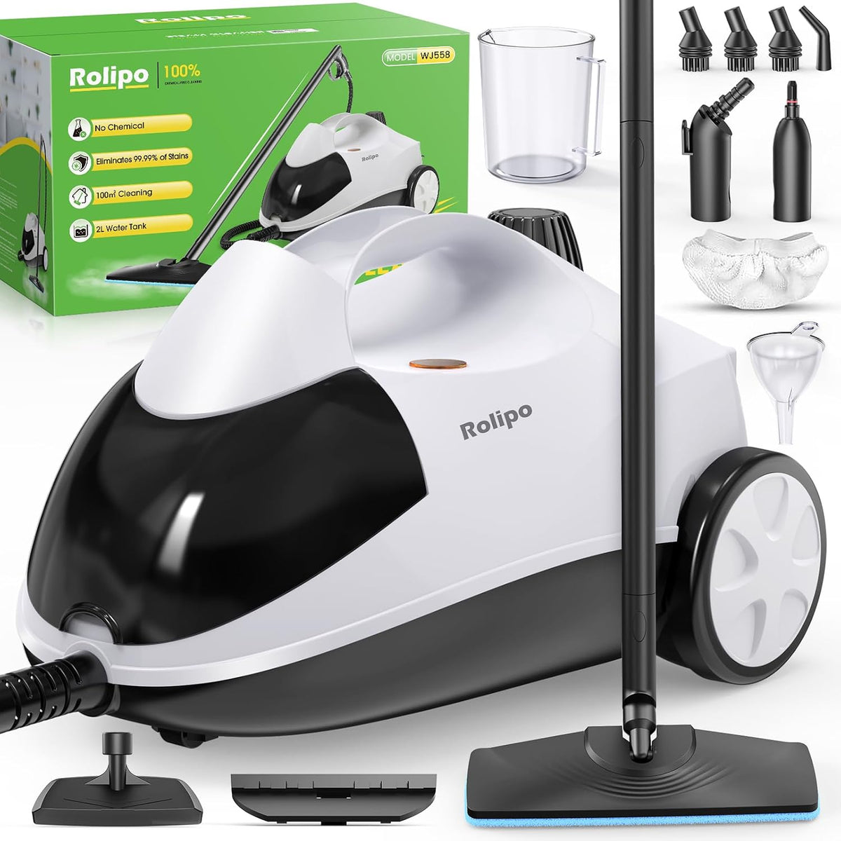 Sofa Rolipo, 2000 W, 4 Bar, 2 L, Weiß/Schwarz, Dampfreiniger, Dampfdruck:, Leistung:, Tank: Max, Nutzungsdauer: 40 Minuten