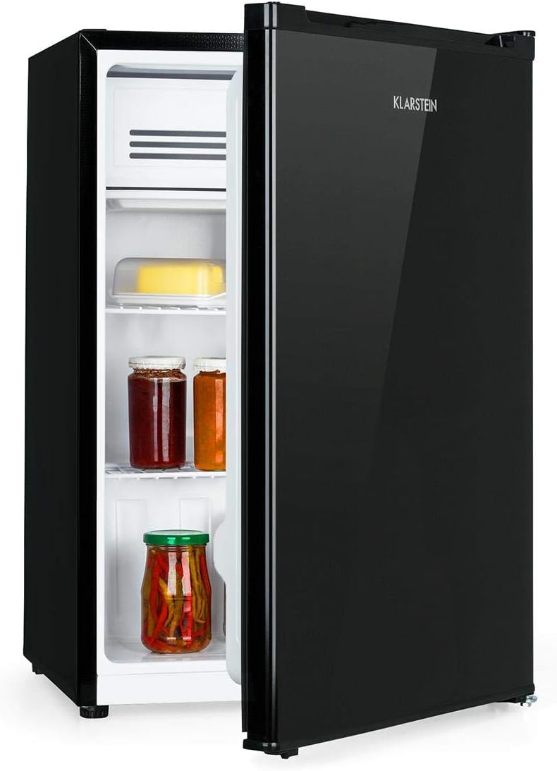 Klarstein Kühlschrank, 76 Liter, 4 Liter, 2 Liter, Schwarz, Delaware, Fassungsvermögen, 2 flexible Glasböden, Gefrierfach