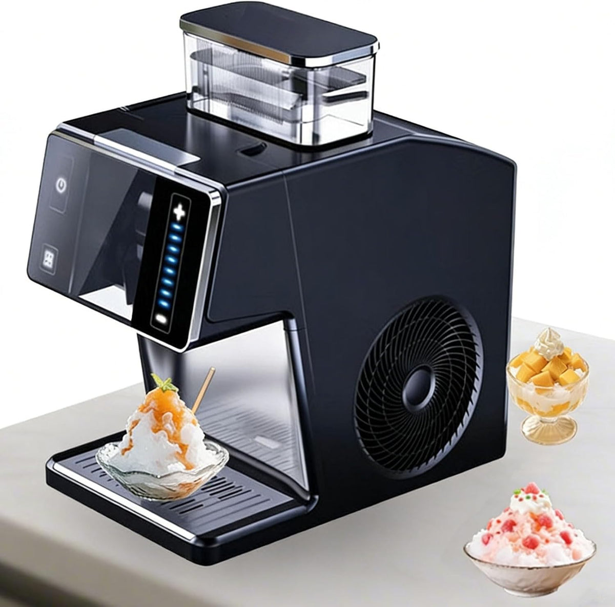 180 Eiswürfelmaschine, 196 x 320 x 338 mm, 180 W, 0,8 l, Schwarz, W elektrischer Schneekegelbereiter, 8-Gang-Einstellung