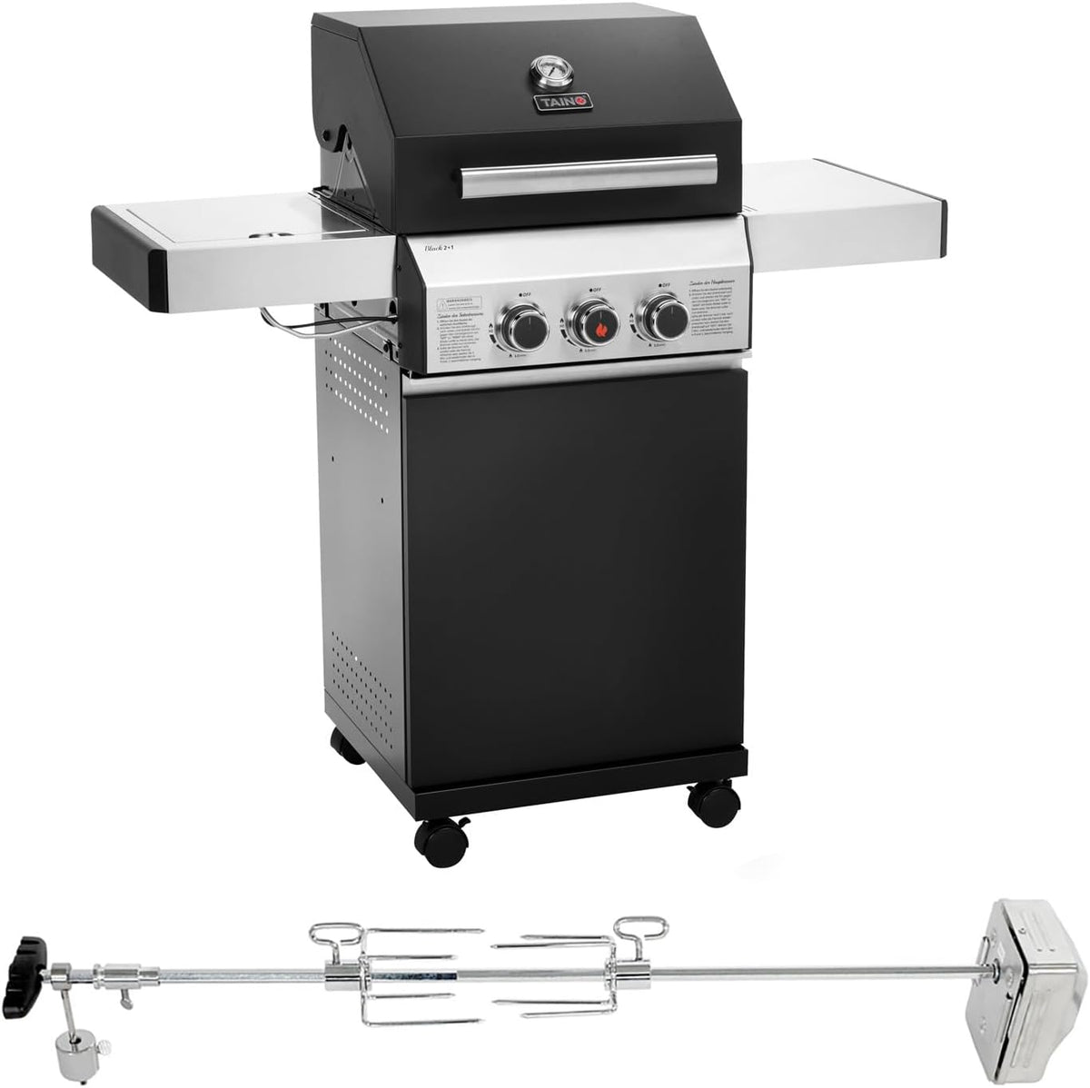 TAINO Gasgrill, ca. 6l, Schwarz/Silber
