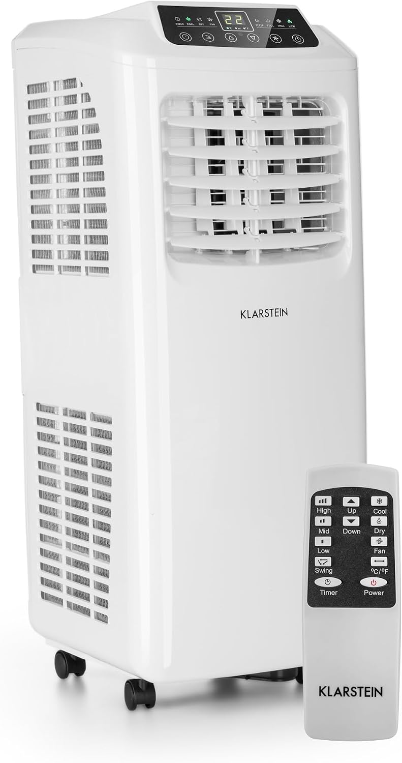 Klarstein Klimaanlage, Weiß, Mobile mit Abluftschlauch, 3-in-1 Klimagerät mit Ventilator & Luftentfeuchter, Kleine & Portable für Wohnung & Büro