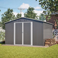 kozamas Gerätehaus, Feuerverzinktes Stahlblech, pulverbeschichtet, Grau, Großes Geräteschuppen aus Metall 10 x 8 Fuß