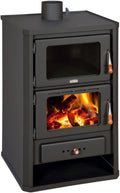 BALKAN ENERGY Backofen, 14 kW, Schwarz, Kaminofen mit Holzofen mit Holzfach Prity FG EEK A