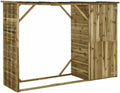 Gerätehaus vidaXL, 253×80×170 cm, grün imprägniertes Kiefernholz, Braun, Geräteschuppen, Kaminholzregal mit Unterstand
