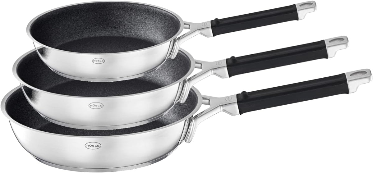 RÖSLE Pfannensets, 28 cm, Silber/Schwarz, Silence® Pro Pfannen-Set 3tlg. 20, 24 &