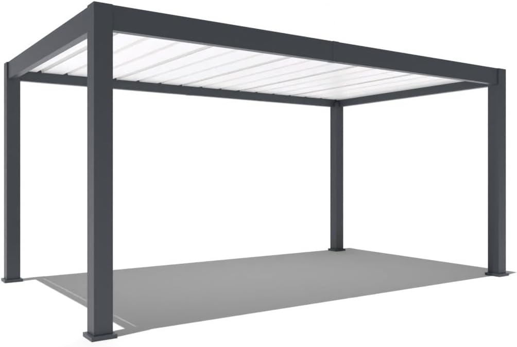 Weide SONNENSCHUTZ Garten,Gartenhäuser & Aufbewahrung,Carports, 5,3 M, Aluminium (Struktur) & verzinkter Stahl/PU-Schaumplatten (Lamellen), Anthrazit