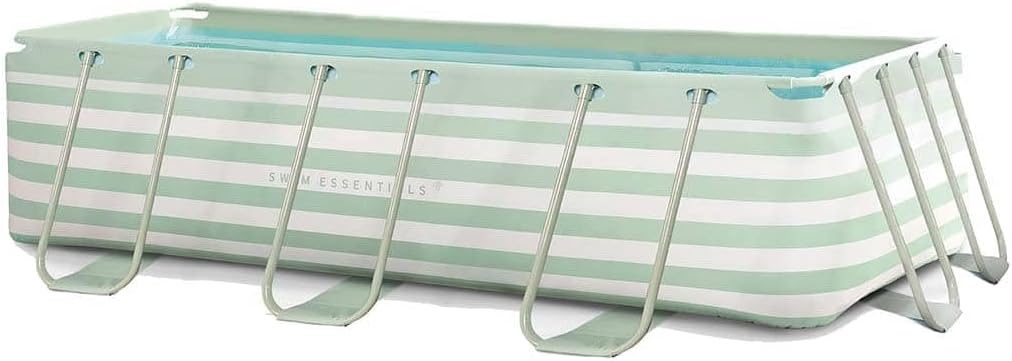 Swim Essentials Stahlrahmenpool, 400x200x100 cm, Grün/Weiß, Gestreift Aufstellpool