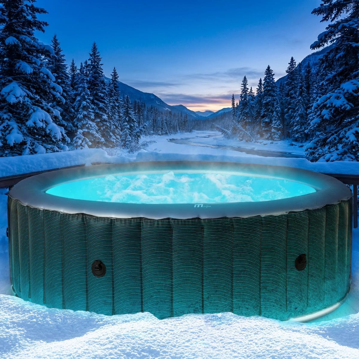 BRAST Aufblasbare Pools, 204x70 cm, schwarz, Whirlpool aufblasbar MSpa Starry mit LED Beleuchtung für 6