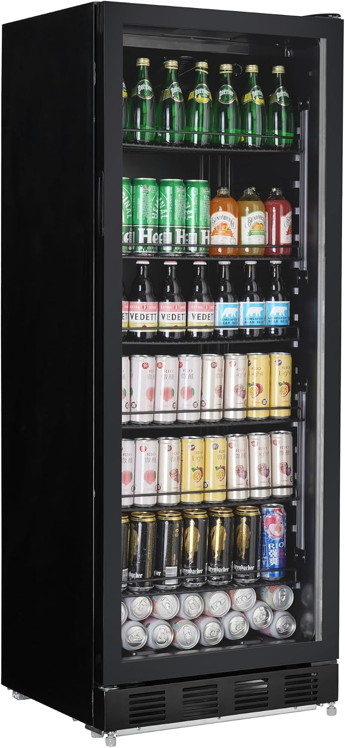 METRO Professional Getränkekühlschrank, 280 L, 210 W, Schwarz, GSC4280B, Metall/Glas, belüftete Kühlung, mit Schloss