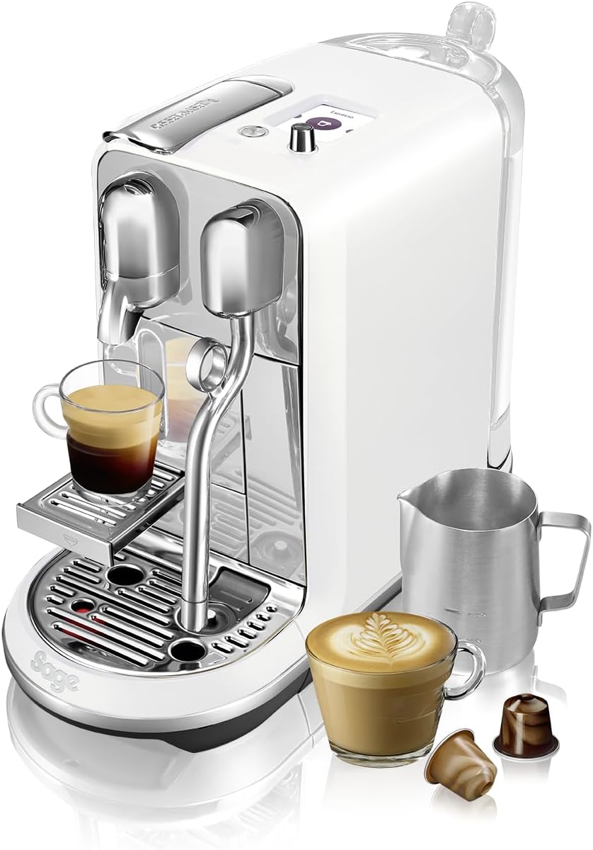 Nespresso Sage Creatista Pro Kaffeemaschine, Abnehmbarer Wassertank: 1,5 L, Probierbox mit Nespresso Kapseln, Weiß