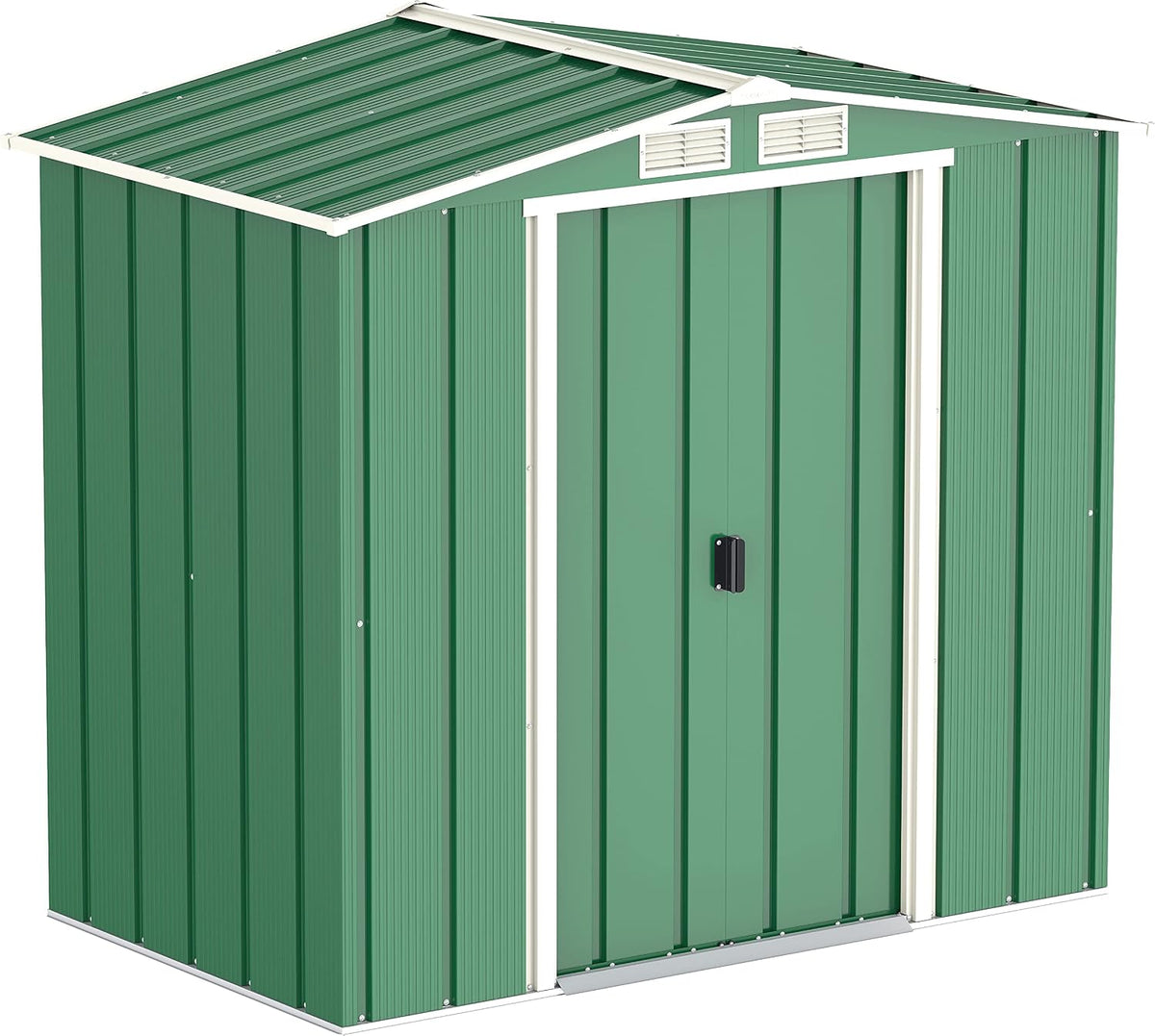 Gerätehaus Duramax, 2.17 m, Grün/Weiß, ECO 6 x 4 ( ²) Metall, feuerverzinktes Metall - Geräteschuppen, verstärkte Dachkonstruktion