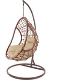 Hängesessel Kideo, Braun/Beige, ® PALMANOVA großer inklusive Gestell und Kissen, Polyrattan, Swing Chair, Loungemöbel