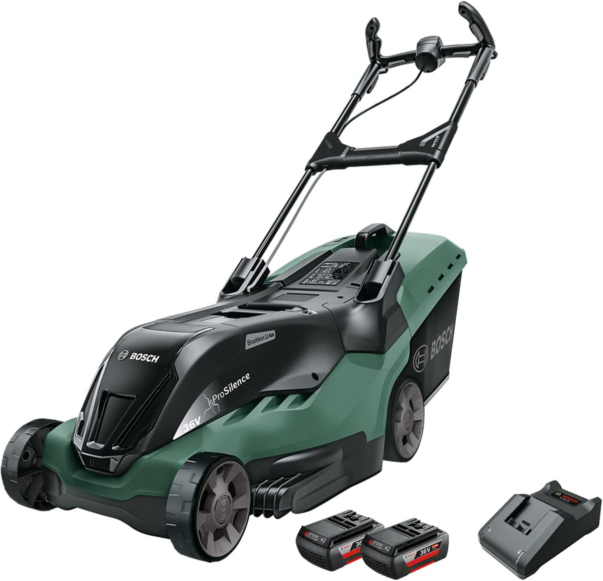 Bosch Rasenmäher, 2,0 Ah, 40 cm, 660 m, Schwarz/Grün, Akku AdvancedRotak 36-660 (36 Volt, 2x Akku, Schnittbreite