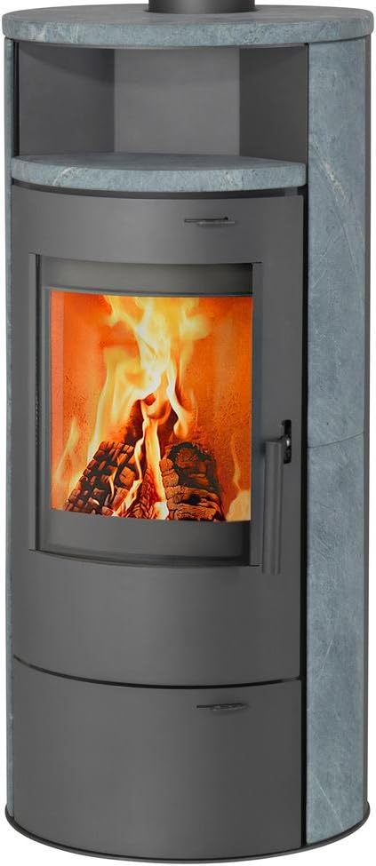 THERMIA Kaminofen, 7 kW, Grau/Naturstein, München, Dauerbrand, Automatik grau