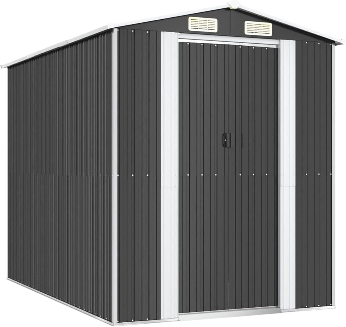 Gerätehaus Homgoday, 192x274x223 cm, Verzinkter Stahl, Anthrazit/Weiß, Geräteschuppen Anthrazit Verzinkter Stahl Gartenhütte