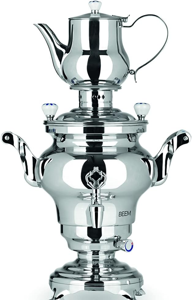 BEEM Kaffeemaschine, 53 x 34 x 25 cm, 3 Liter, Silber, 06127 Samowar Odessa III, Edelstahl, traditionelle Teezubereitung
