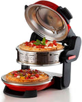 Ariete Pizzaofen, 32 cm, 2300 W, Rot/Schwarz, Forno Pizza Doppio 927, mit 5 Kochstufen, 2 feuerfesten Antihaft-Platten