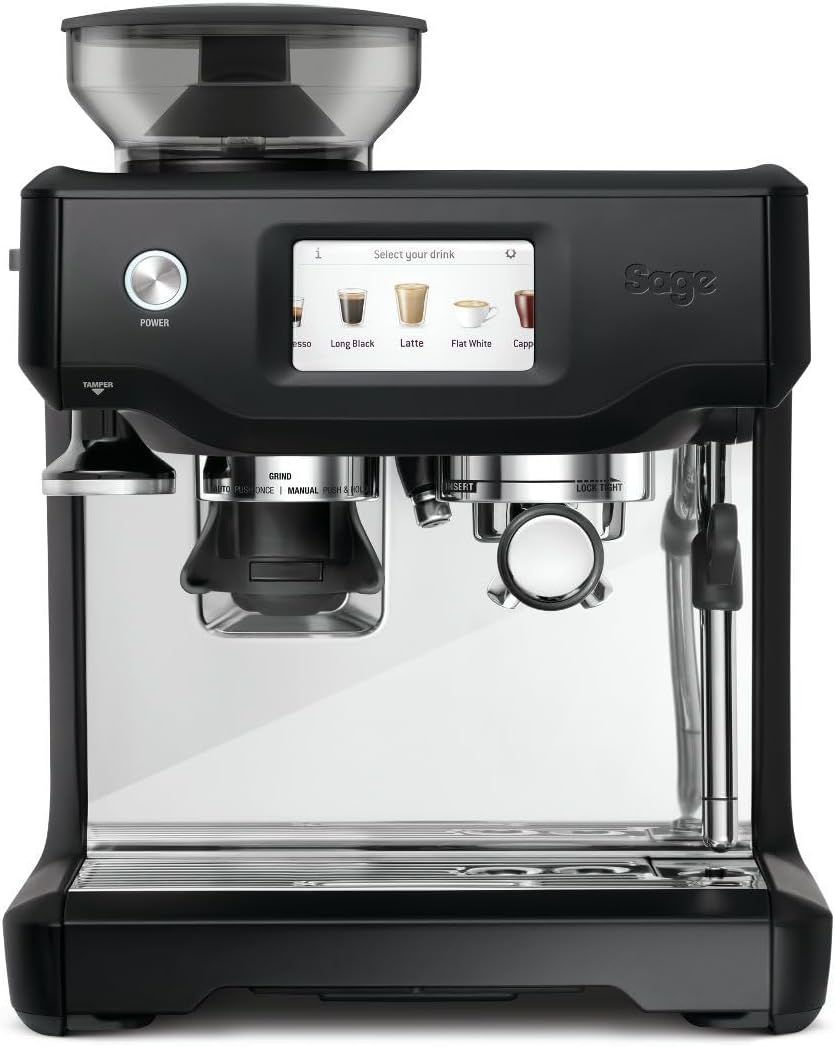 Sage Milchaufschäumer, Schwarz/Silber, The Barista Touch - Kaffeemaschine mit automatischem &, abnehmbarer Tamper