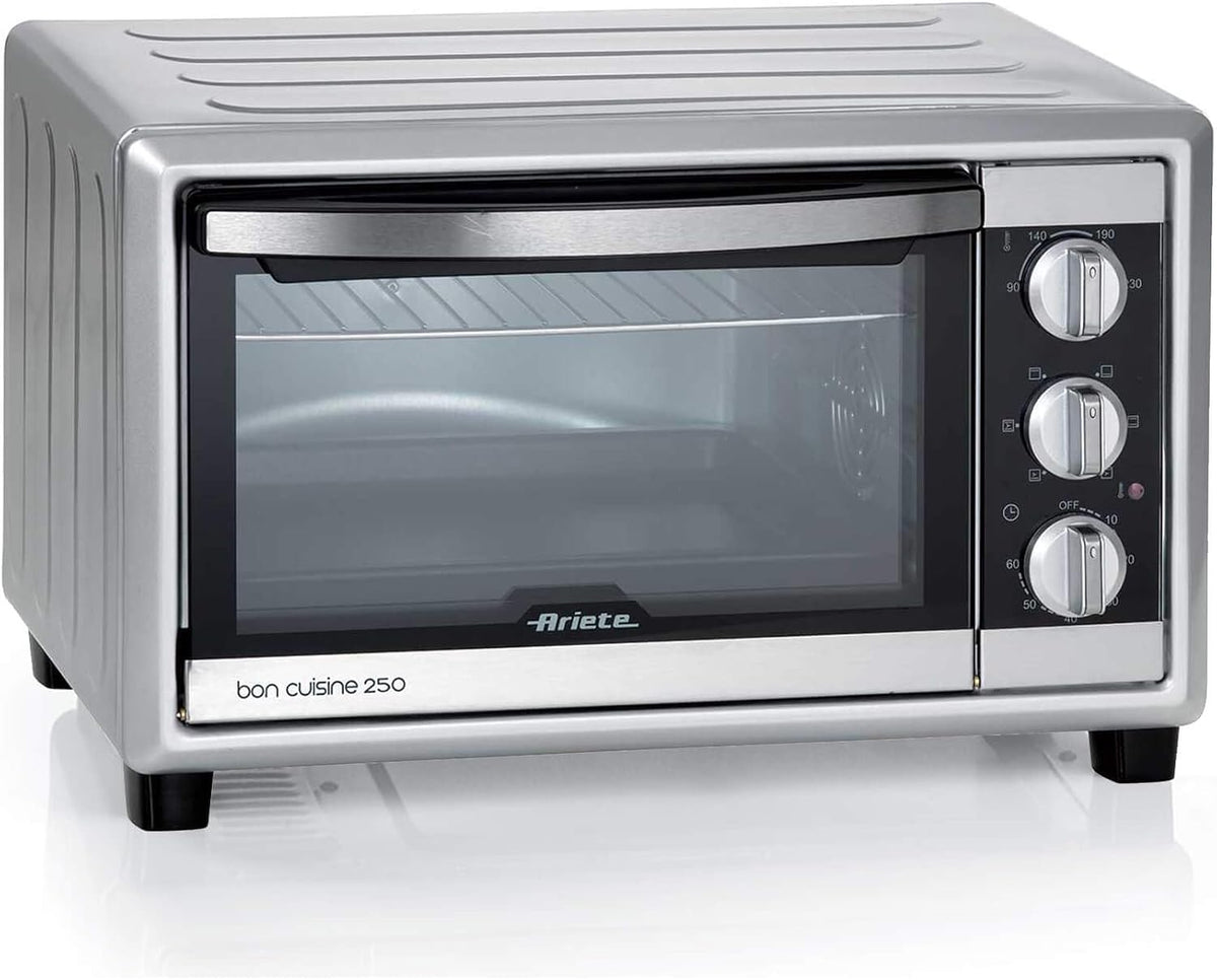 Ariete Mini-Öfen, 25 Liter, Silber, 984 Elektrischer Umluftofen, Bon Cuisine 250, Doppelverglasung, maximale Temperatur 230 °