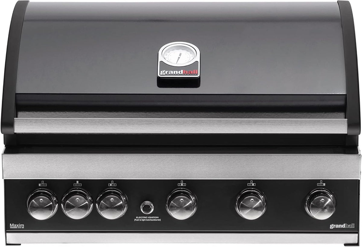 Grandhall Gasgrill, Schwarz/Silber, Einbau- Maxim G5 integriert 5 Brenner, 1 Infrarot-Heckbrenner K05000308A