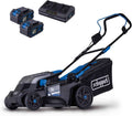 Scheppach Rasenmäher, 38 cm, 75 mm, 45 L, 20 V, schwarz/blau, Akku BC-MP380-X, Schnittbreite, für 450-500m2, Korb, Schnitthöhe 25