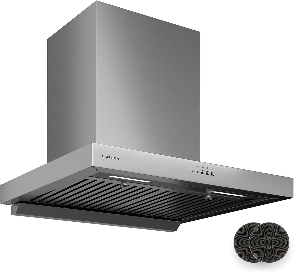 Klarstein Dunstabzugshaube, 60 cm, 721 m, 68 dB, Silber, AeroClean - Wandhaube, Boost-Modus ³/h, A++ Energieeffizienz