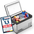 PLUG IN FESTIVALS Kühlschrank, 30 Liter, 230 V, 12 V, Silber/Schwarz, elektrische Kühlbox - Kompressor Gefrierbox bis -20 Grad
