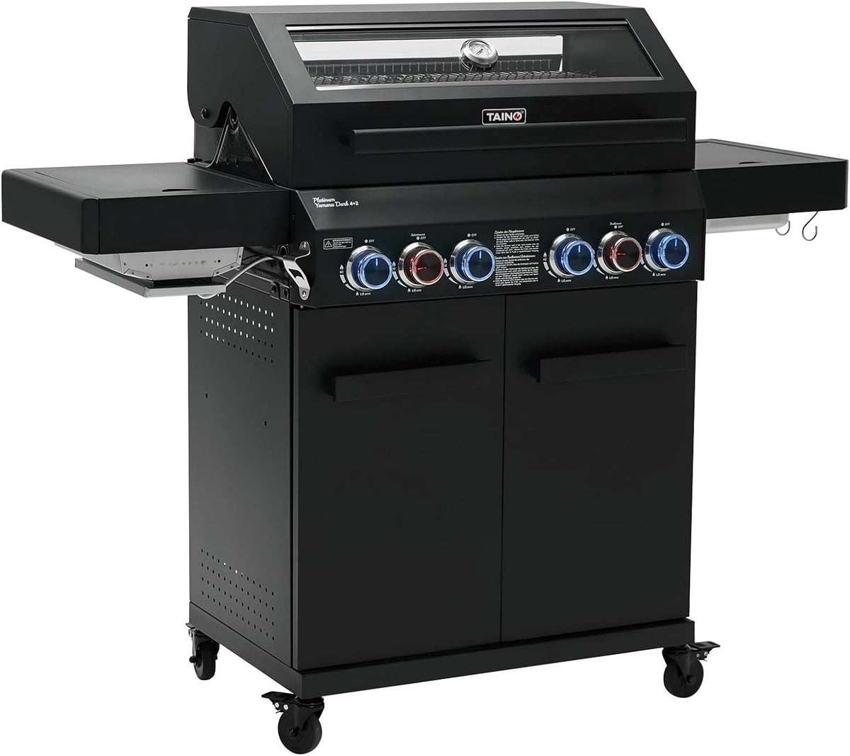 TAINO Gasgrill, Schwarz, PLATINUM YAMARA DARK 4+2 Stahl 4 Brenner Keramik
