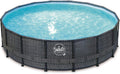 Fresh-Pool Stahlrahmenpool, 427 x 107 cm, Dunkelgrau, Elite Frame rund - Rattan dunkel grau Solo