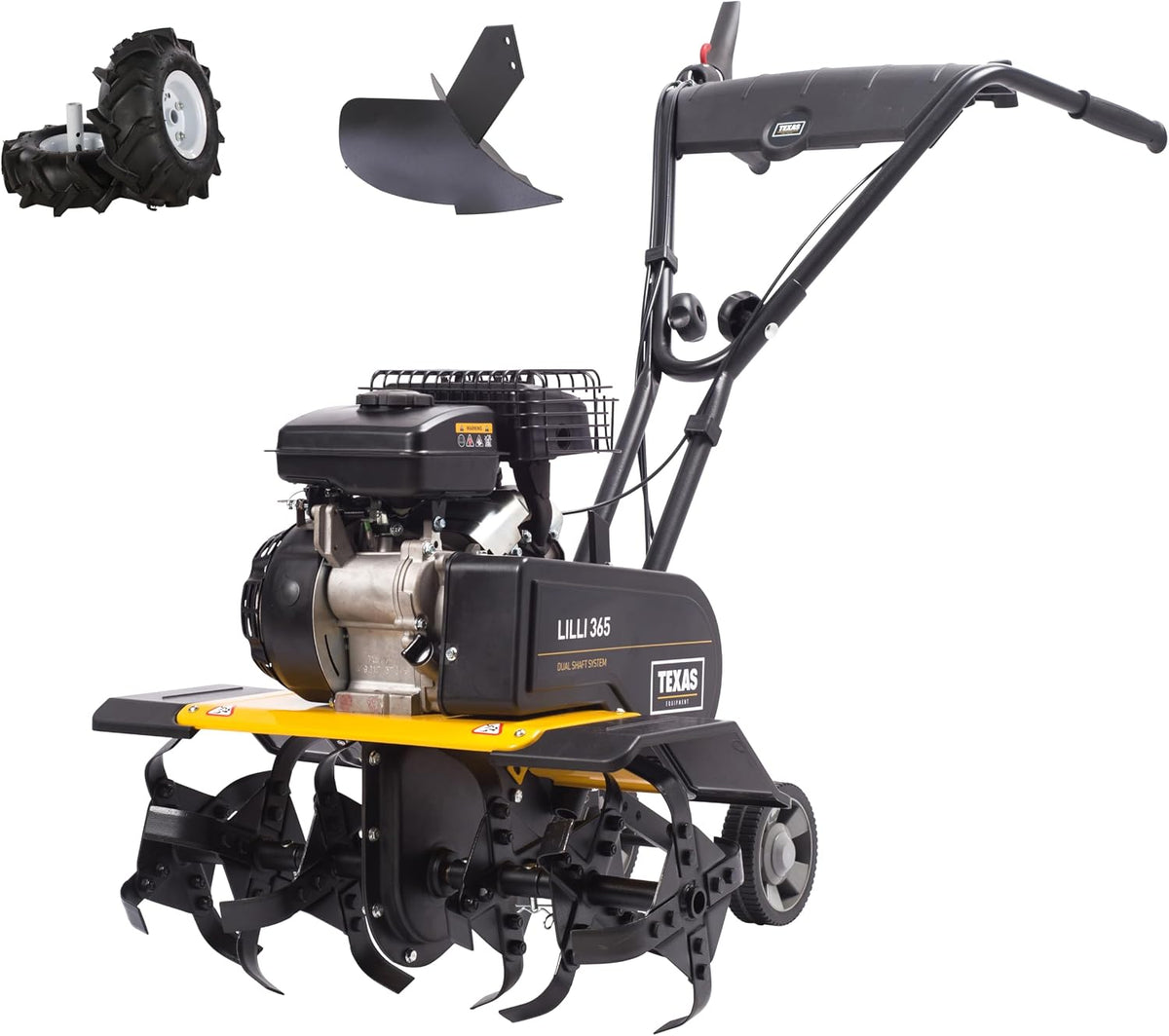 Texas Motorhacken, 60 cm, 26 cm, Schwarz/Gelb, Gartenfräse Motorhacke Bodenhacke Bodenfräse Benzin mit, 40- Arbeitsbreite