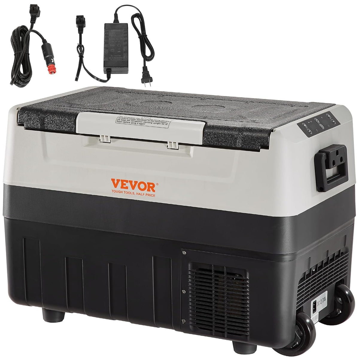 VEVOR Kühlschrank, 35 Liter, 0,6 kW, Schwarz/Weiß, Auto, Kompressor, für Camping, mit Rädern, Doppelzone, .h von -20 °C bis 10 °C