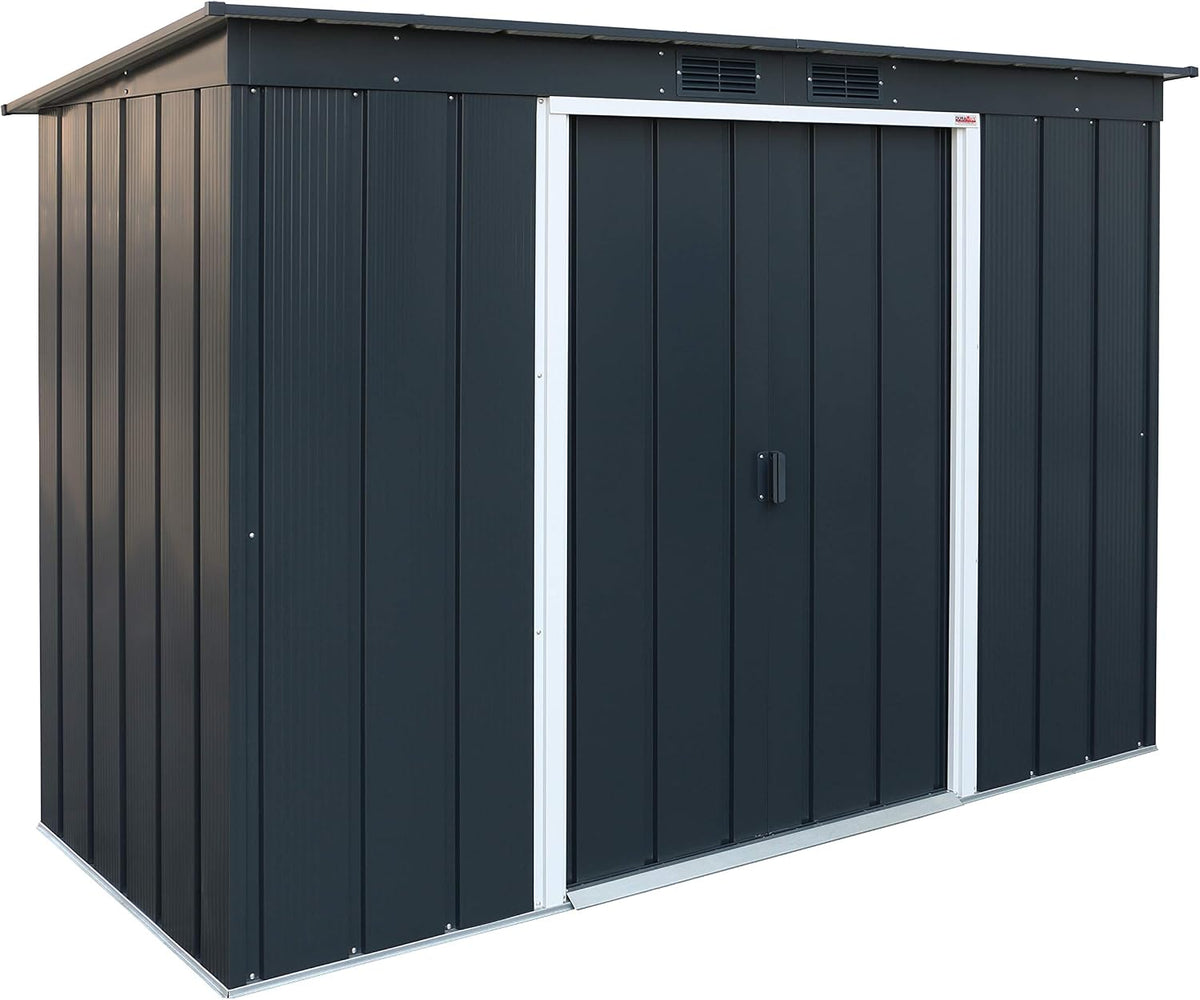 Duramax Gerätehaus, 2.85 m, Anthrazit, ECO 8 x 4 ( ²) Metall mit Steildach, Gartenhaus aus feuerverzinktem Metall - Geräteschuppen