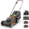 WORX Rasenmäher, 500m, 40 V, 4 Ah, Schwarz/Orange, WG743E Akku-, Profi mit Mulchfunktion & PowerShare Akku, Rasenmähen ohne Kabel