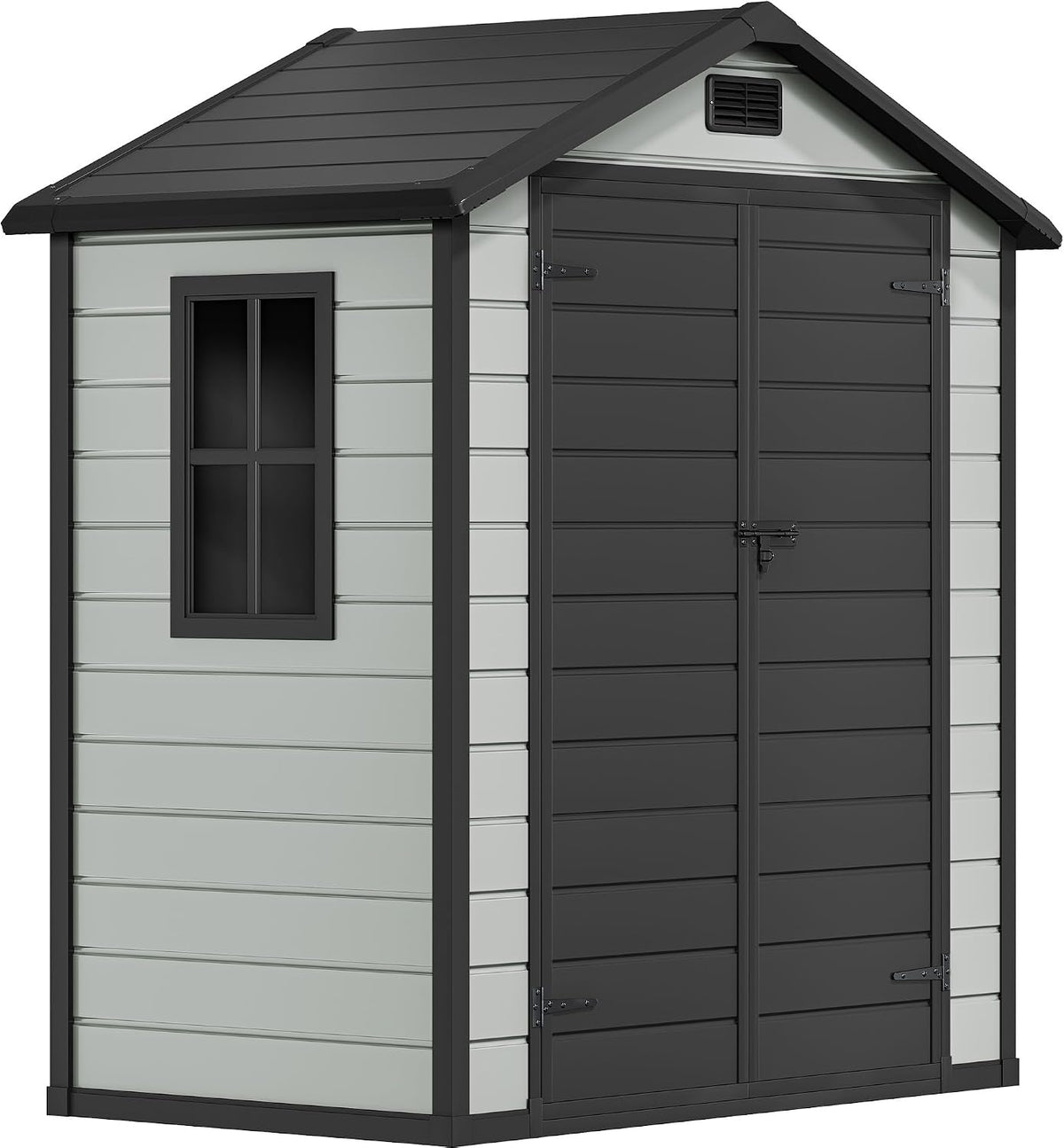 Gerätehaus YITAHOME, 189x104 cm, Schiefergrau/Schwarz, Kunststoff Gartenhaus 6, 4 Fuß mit Lüftung & Fenster