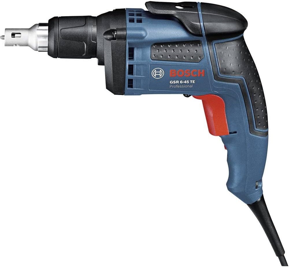 Bosch Professional Elektrowerkzeug, Blau/Schwarz/Rot, Trockenbauschrauber GSR 6-45 TE (inkl. Tiefenanschlag, Universalhalter magnetisch