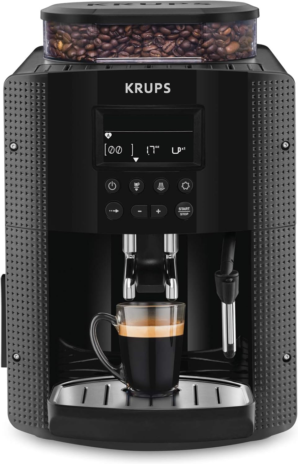 KRUPS Kaffeevollautomat, Schwarz, Essential mit Milchaufschäumer, automatische Kaffeemaschine für Espresso, Cappuccino und Kaffee
