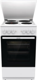 Gorenje Elektroherd, 74 Liter, Weiß/Schwarz, GE5A23WH Standherd, PerfectGrill, Pizza Mode 300°C, AquaClean, Made in Europe