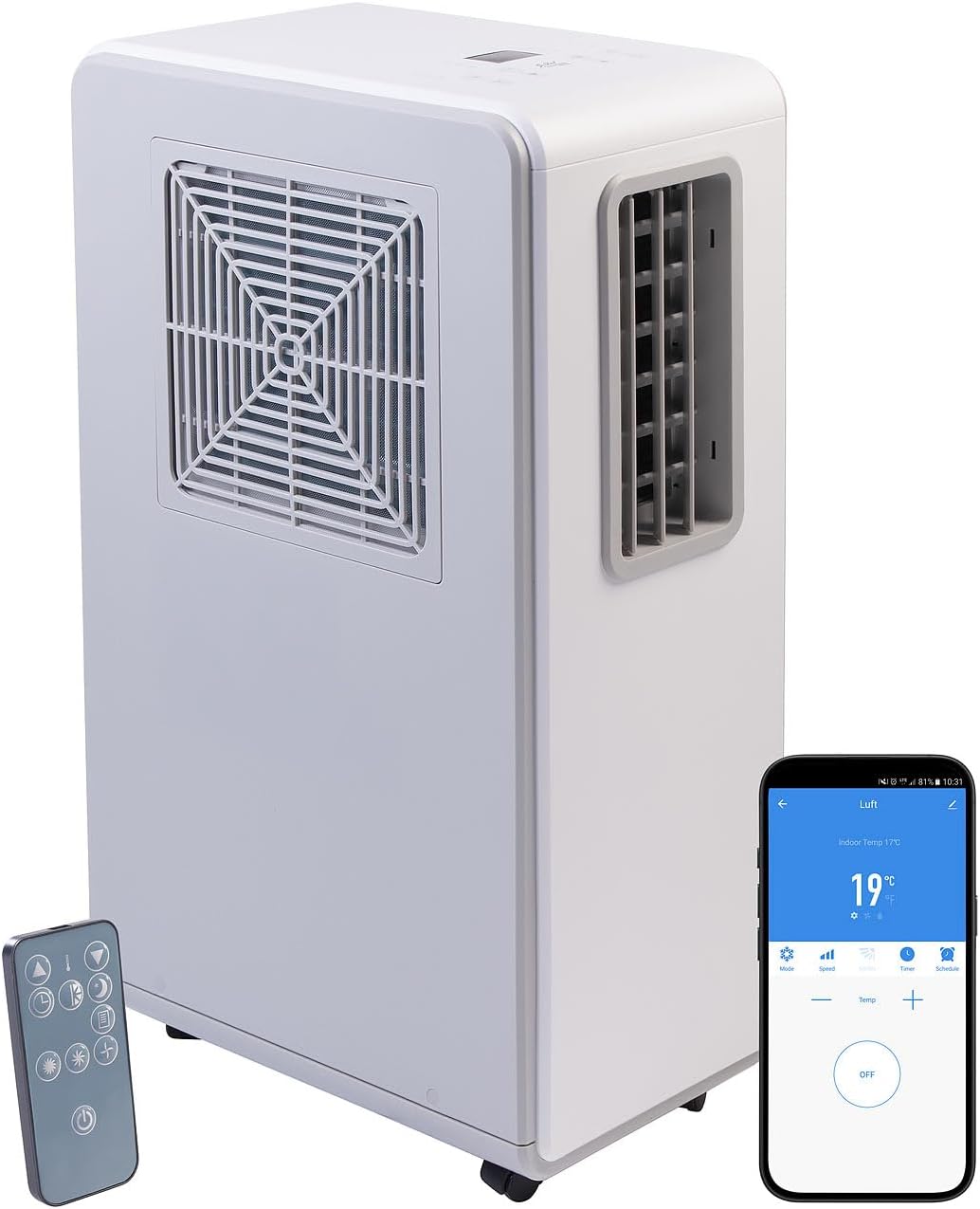 Sichler Haushaltsgeräte Luftentfeuchter, 500 W, Weiß, Air Conditioner: Mobile Klimaanlage ohne Abluftschlauch, 1.800 BTU/h