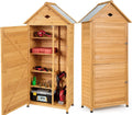 Gerätehaus GIANTEX, 80 x 45 x 177 cm, Hellbraun, Gartenschrank Holz wetterfest Gartenhaus Gartenhütte