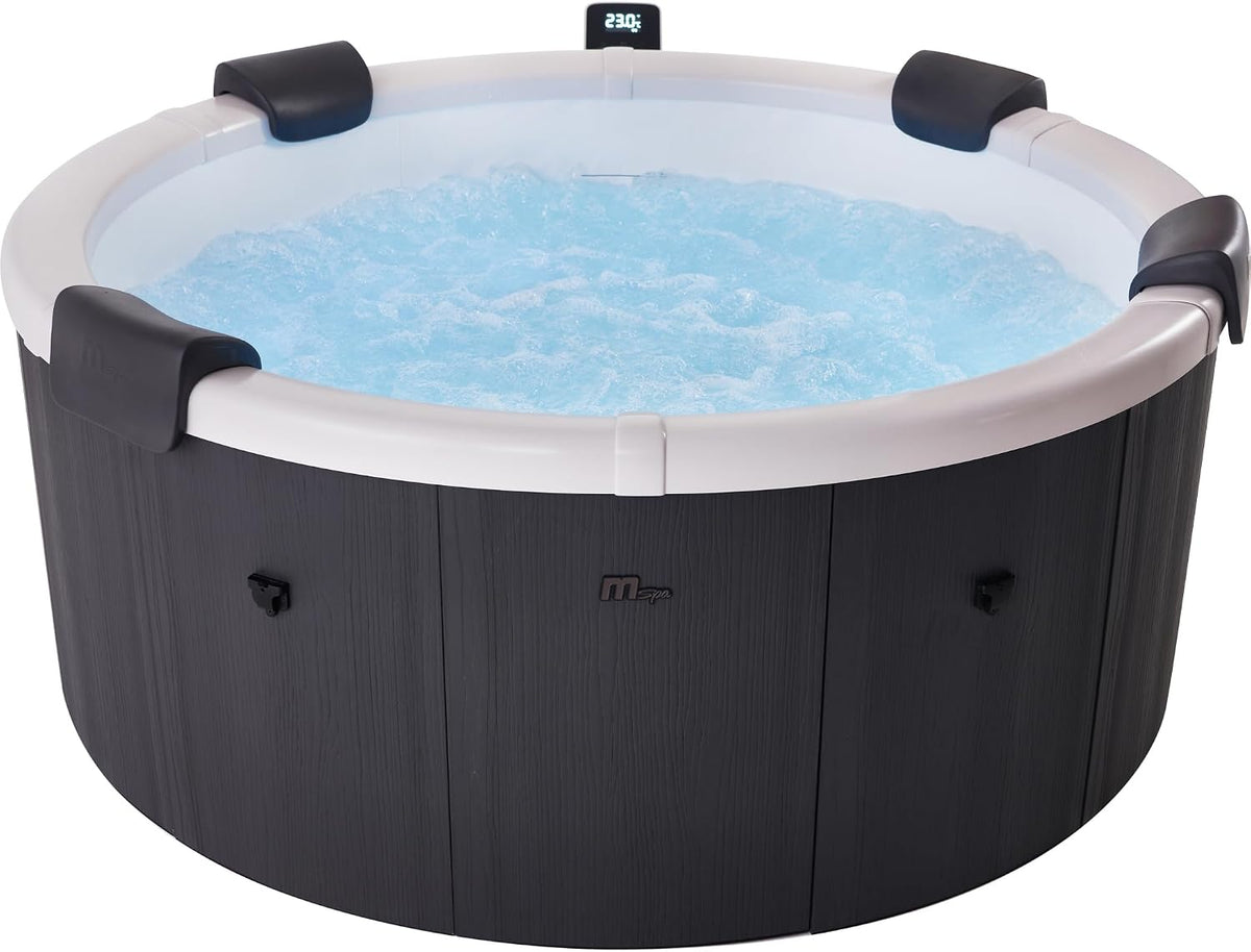 Miweba Badewannen mit Sprudelfunktion, 182x70 cm, Schwarz/Weiß, Whirlpool MSpa Denver mit Fester Außenwand, 6 Personen Spa Ø