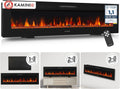 KAMINIO Elektrokamin, 70 Zoll, schwarz, Marlon - Elektrischer 3-in-1 Kamin mit Heizung, 3D-Flammeneffekt, 12 Flammenfarben