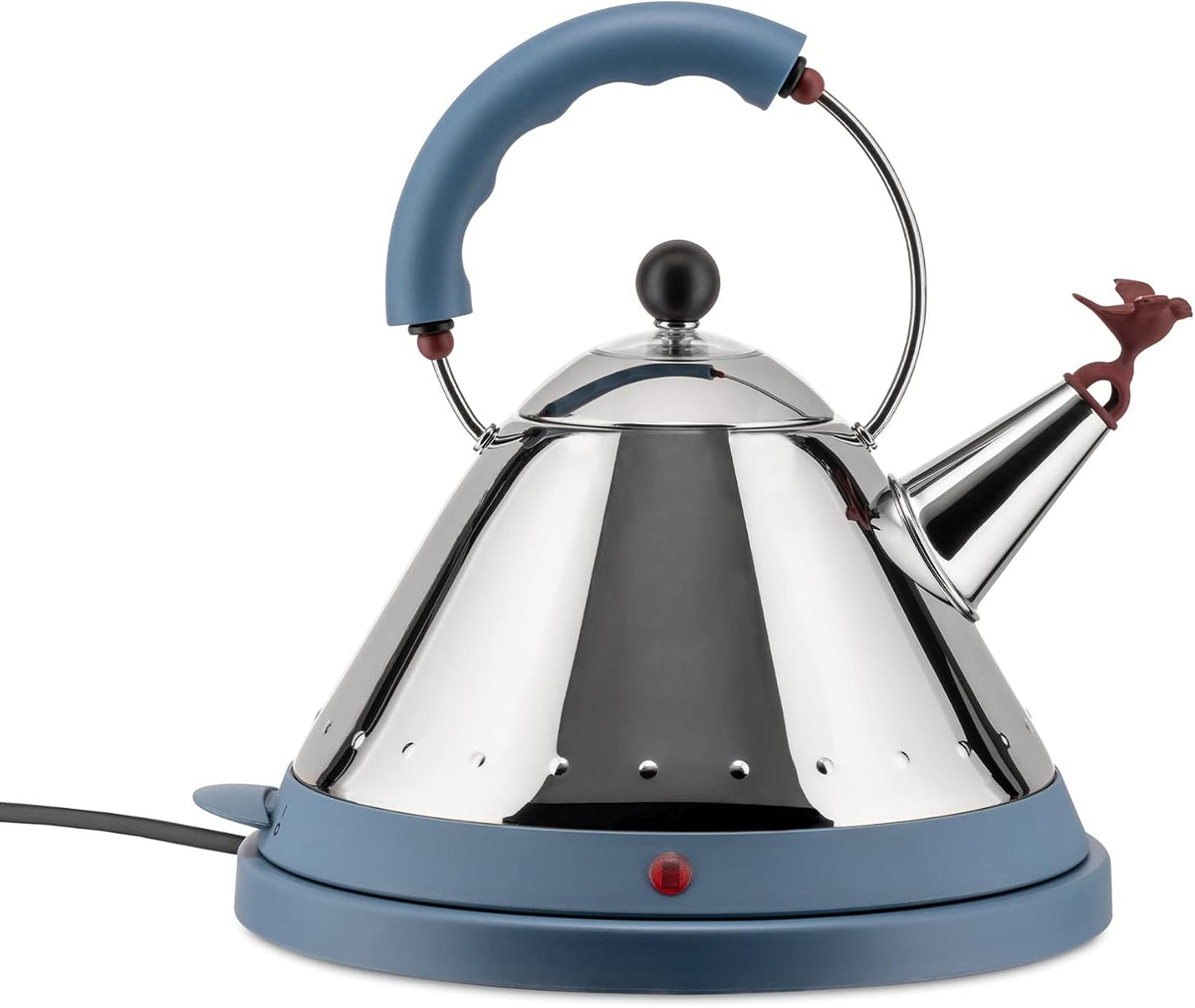 Alessi Teekessel, Hellblau/Silber, kabelfreier Wasserkocher aus Edelstahl mit Griff und, hellblau