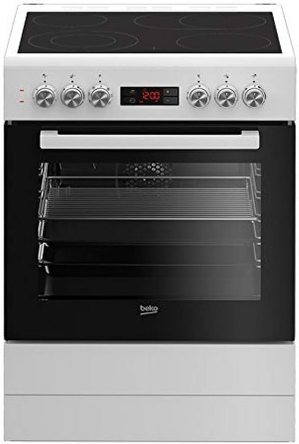 Beko Kochfeld, 72l, Weiß/Schwarz, FSM67320GWS freistehend Elektroherd, Nutzvolumen, 8 Heizarten, 5 Einschubebenen