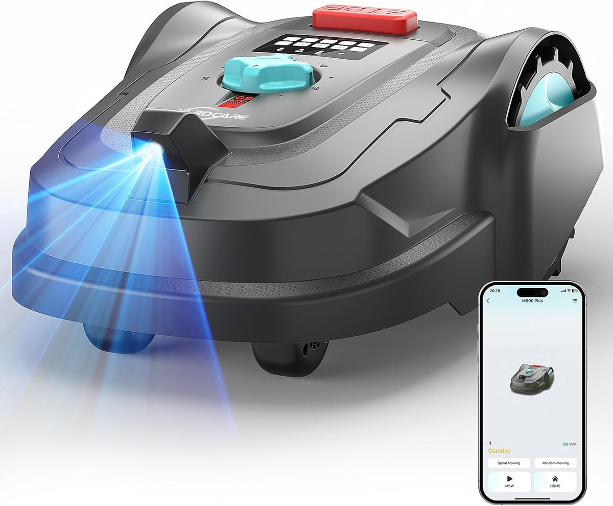 YARDCARE Mähroboter, 800m, Schwarz/Rot, M800Plus ohne Begrenzungskabel, GPS Positionierung, Empf. ², KI Vision