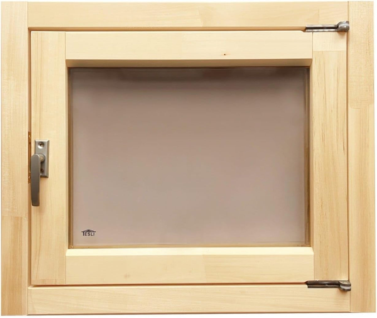 Sotra Flügelfenster, Massiv verleimtes Lindenholz, Holzfarbe/Bronze, Saunafenster 500x600 mm aus Lindenholz, bronzefarbenes Isolierglas