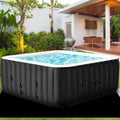 ZIKEBTUY Badewannen mit Sprudelfunktion, 185x185x63.5 cm, Schwarz/Weiß, Whirlpool Outdoor Aufblasbar 4-6 Personen Hot Tub badewanne