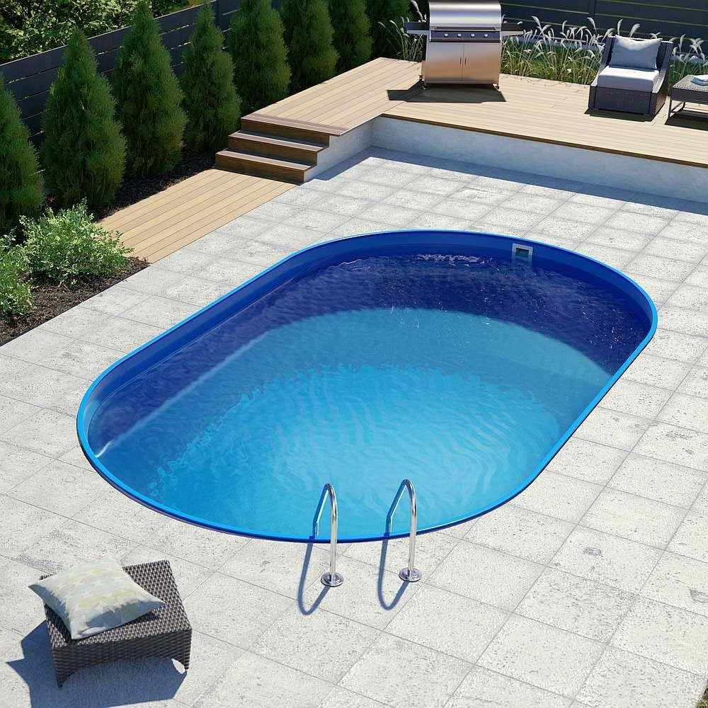 POOL Total Stahlrahmenpool, 1,20m, Blau, set Silber Oval Ø4, 50 x 2, 50x eingelassen