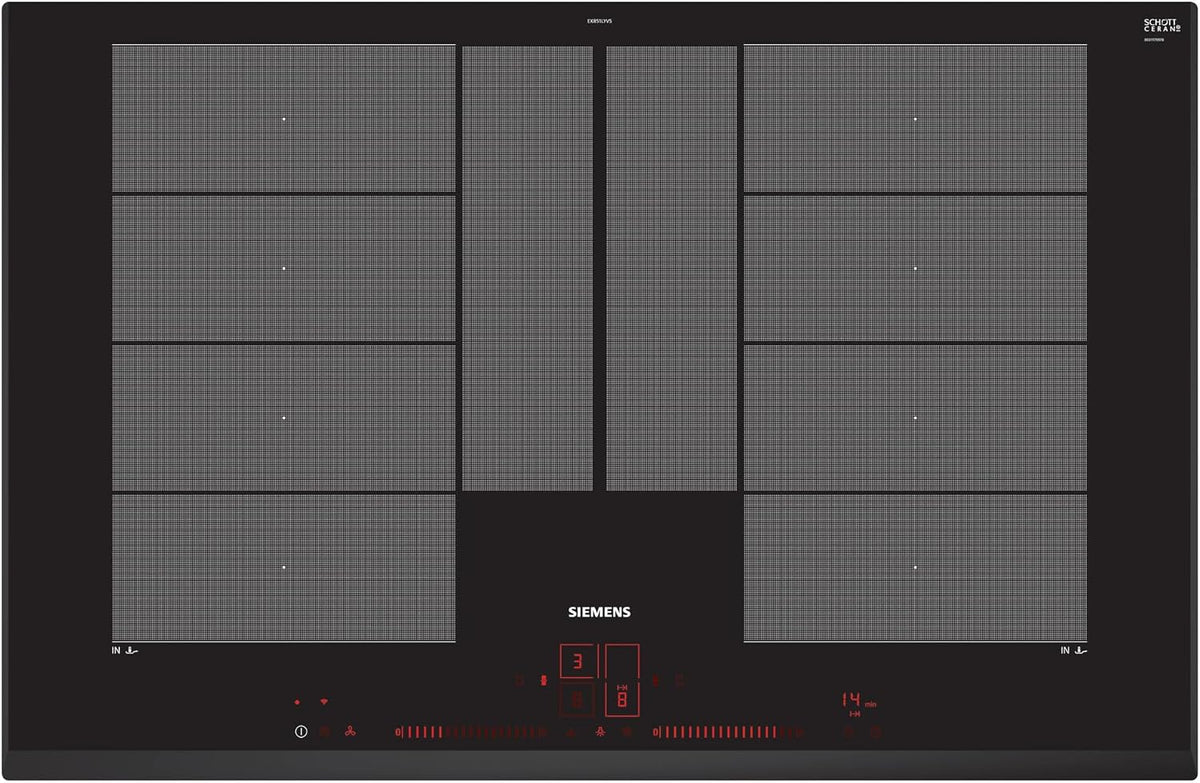 Siemens Kochfeld, 80 cm, Schwarz, EX851LYV5E, iQ700, Smartes Induktions, autark, Rahmenlos aufliegend, Touch & Slide
