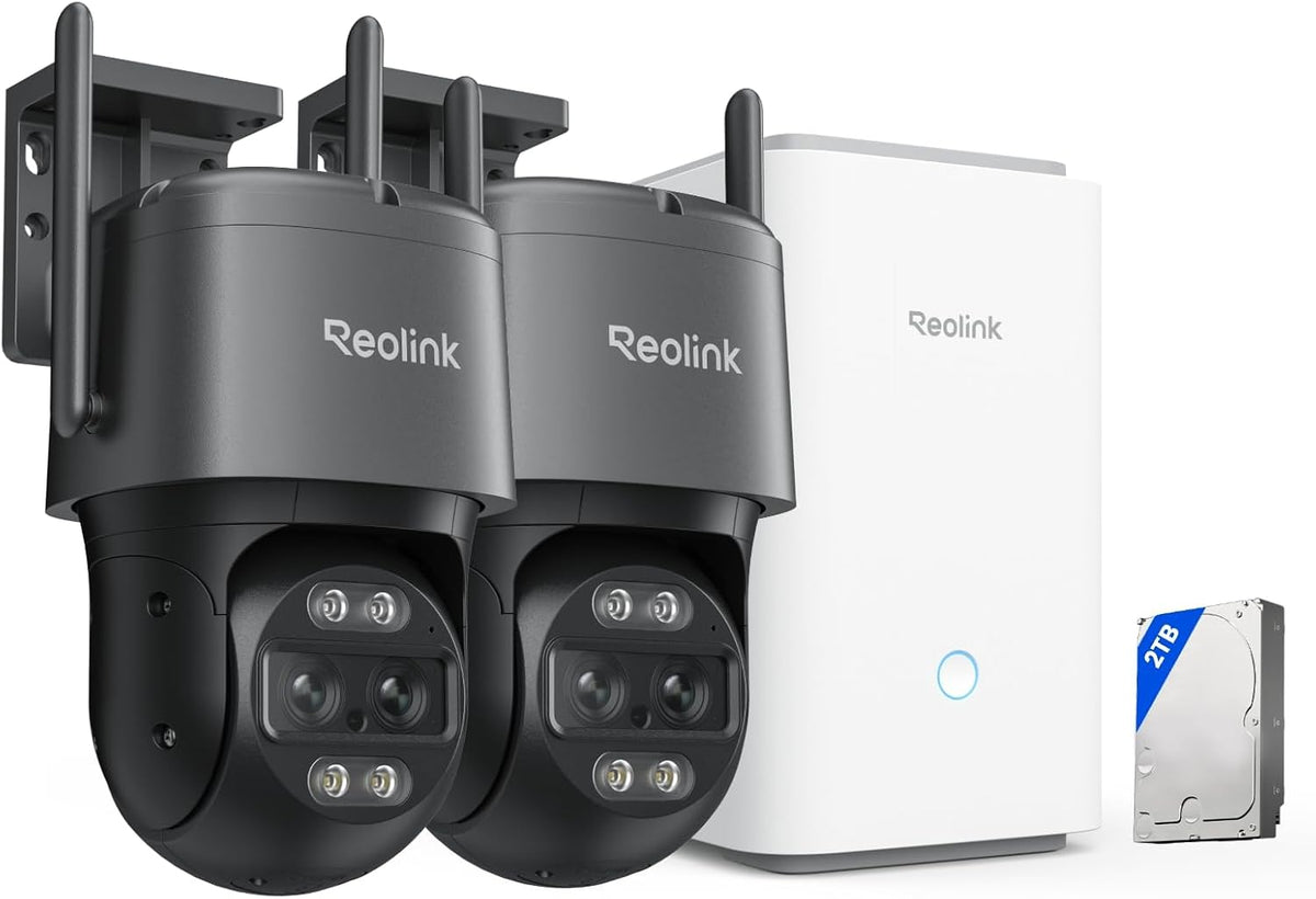 Reolink Überwachungskamera, Grau/Weiß, 4K 8MP Wi-Fi 6 PTZ Aussen Set, Auto-Tracking-Zoom, Dual-Objektiv, KI-Erkennung