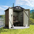 Gerätehaus GVDV, 193 x 180 x 159 cm, Braun/Beige/Schwarz, Geräteschuppen Metall, mit Belüftung & abschließbaren Türen